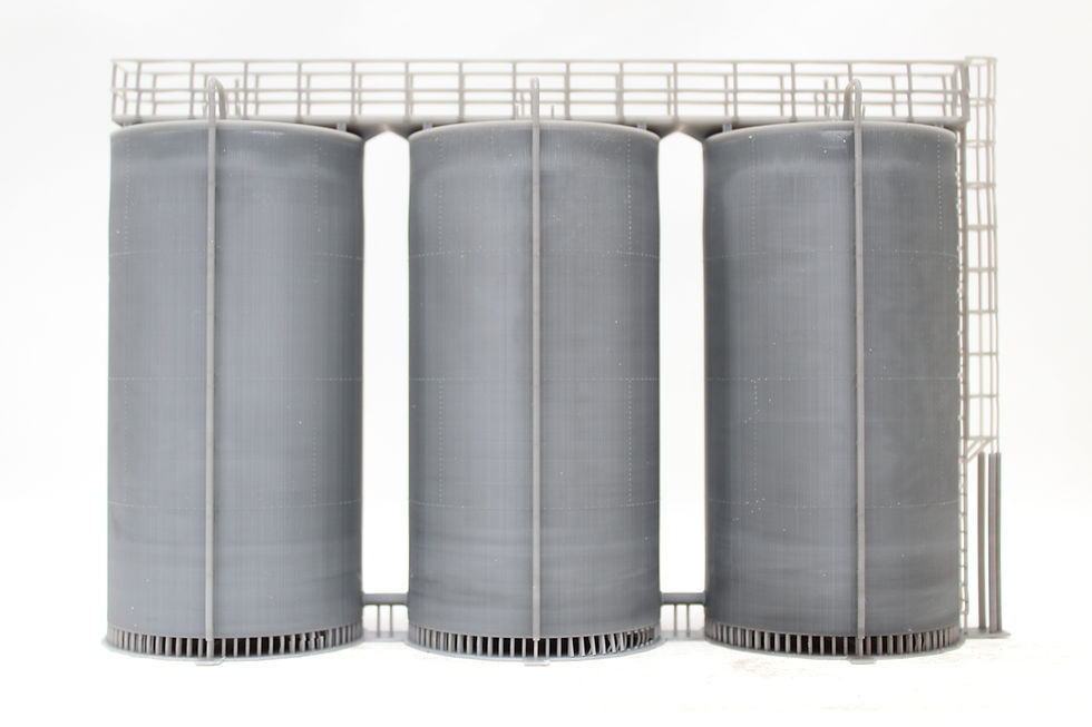 Thumbnail: Gateshead TMD Row of 3 Tanks - READY TO PRINT - 3D Model STL