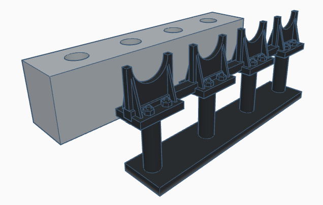 Thumbnail: 2.4mm Pipeline 4 Row Concrete Block Supports - UNPAINTED - Pack of 10