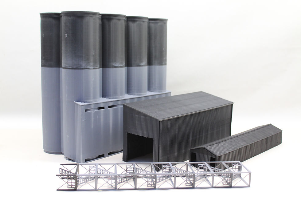 Thumbnail: Cement Silos - SET OF 8 - Side Loading Over Rail - UNPAINTED KIT - 1:76 OO Gauge