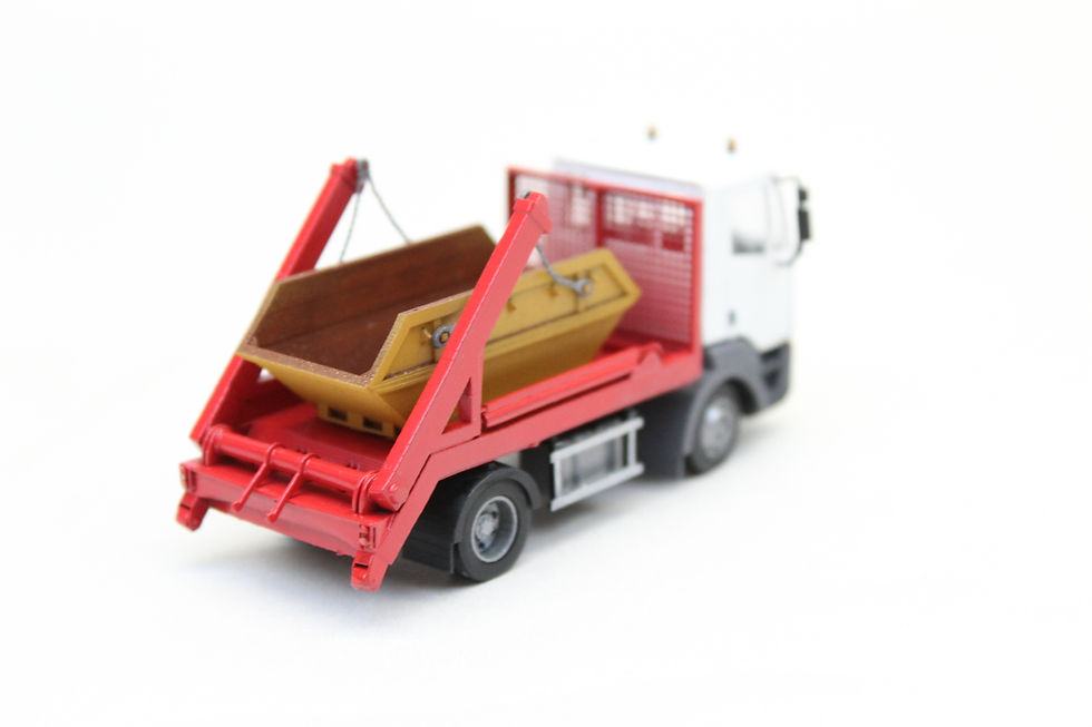 Thumbnail: Red Skip Lorry with White Cab 1/76