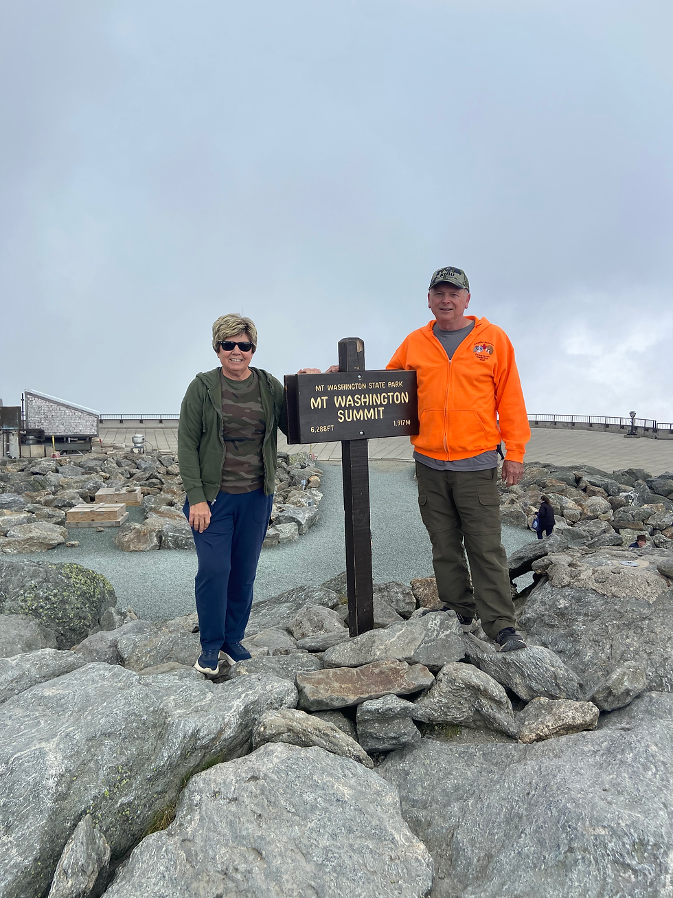 Mona and John on top of Mt. Washington Summit