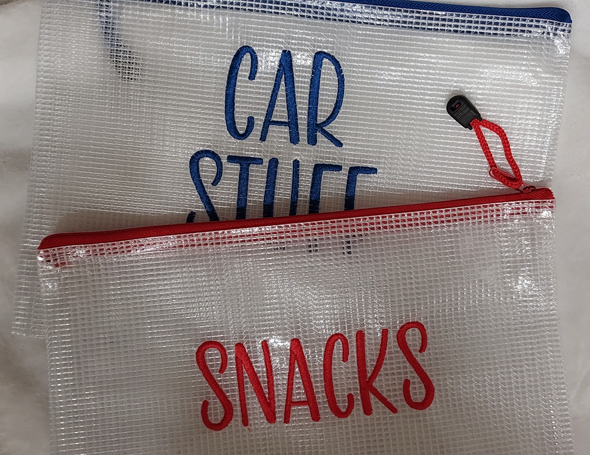 Clear, water resistant zippered pouch