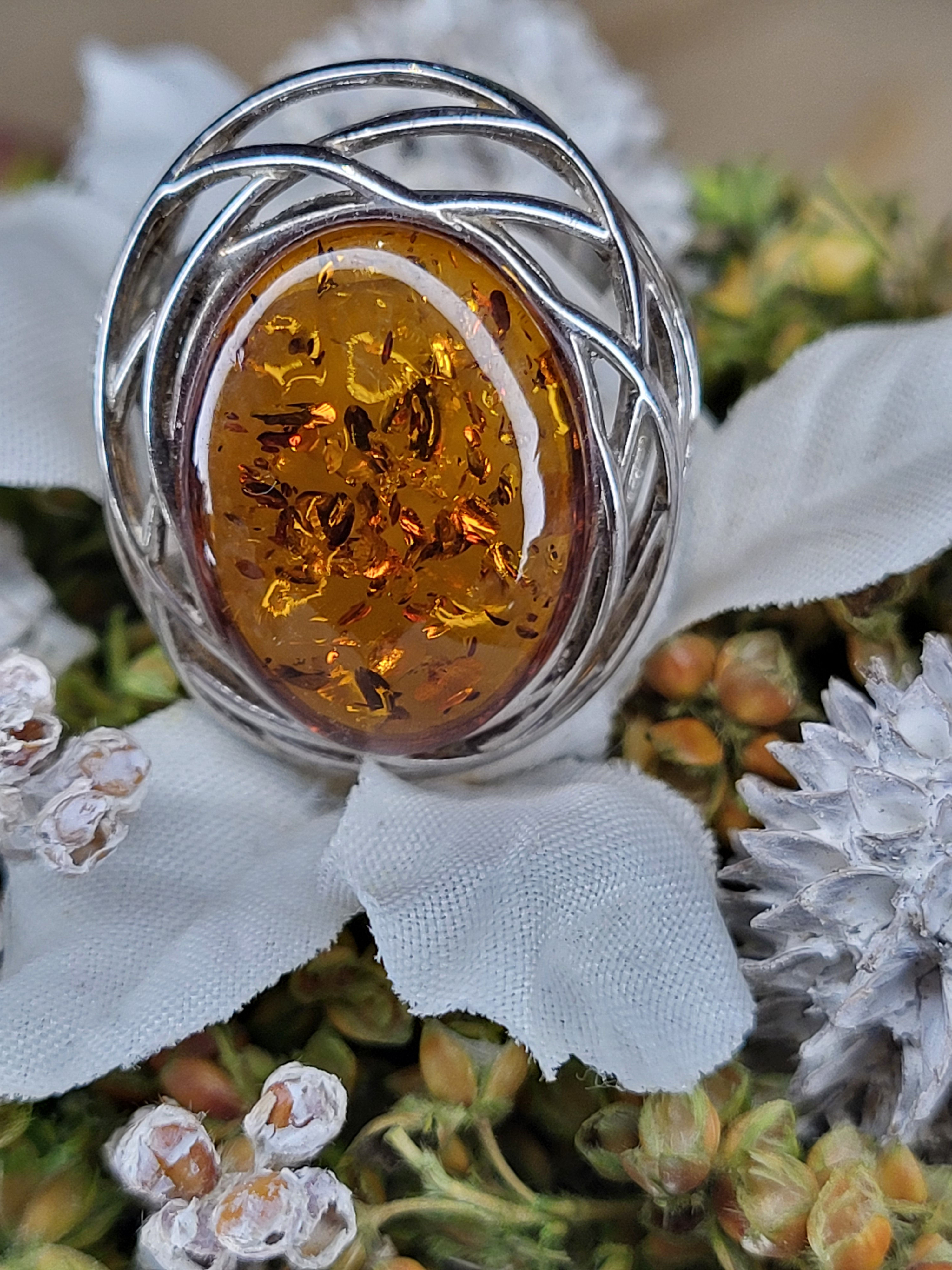 Ambre Miel Argent Rhodié925