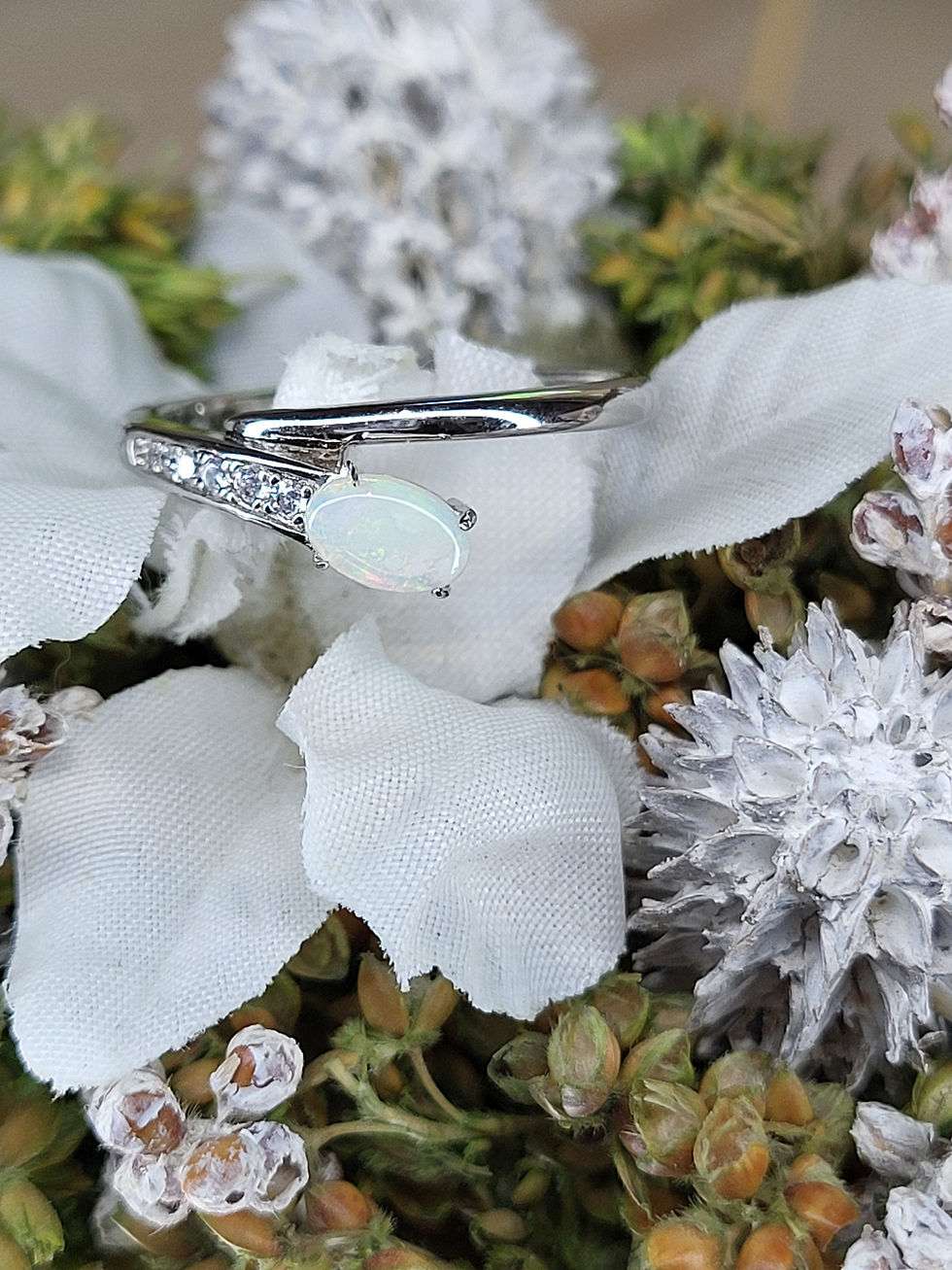 Opale et zirconium Argent Rhodié925