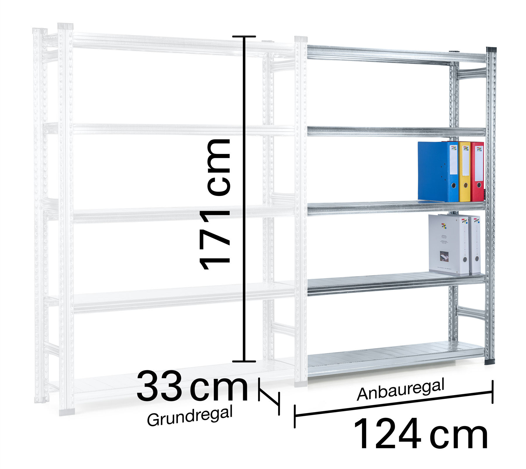 Fachboden Anbauregal SK 171x124x33 cm – Werkstattregal & Lagerregal