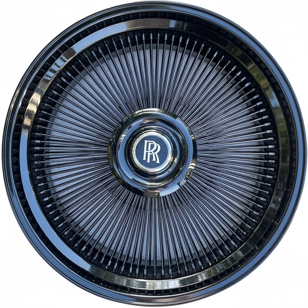 All Black 22s 24s Wire Wheels for Rolls Rorce any Model from 1980s thru 2025