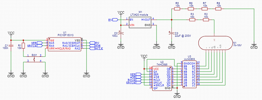 Nixie Tube Ornament Schematic