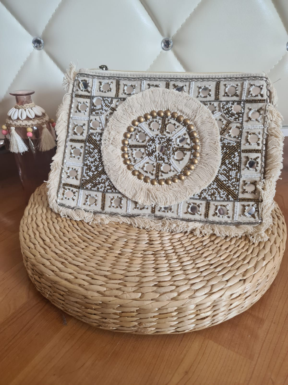 Sac pochette bohème perlé