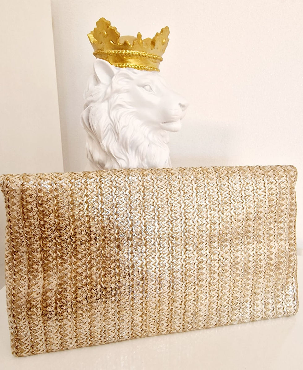 Miniature : Pochette bohème métallisée avec perles 