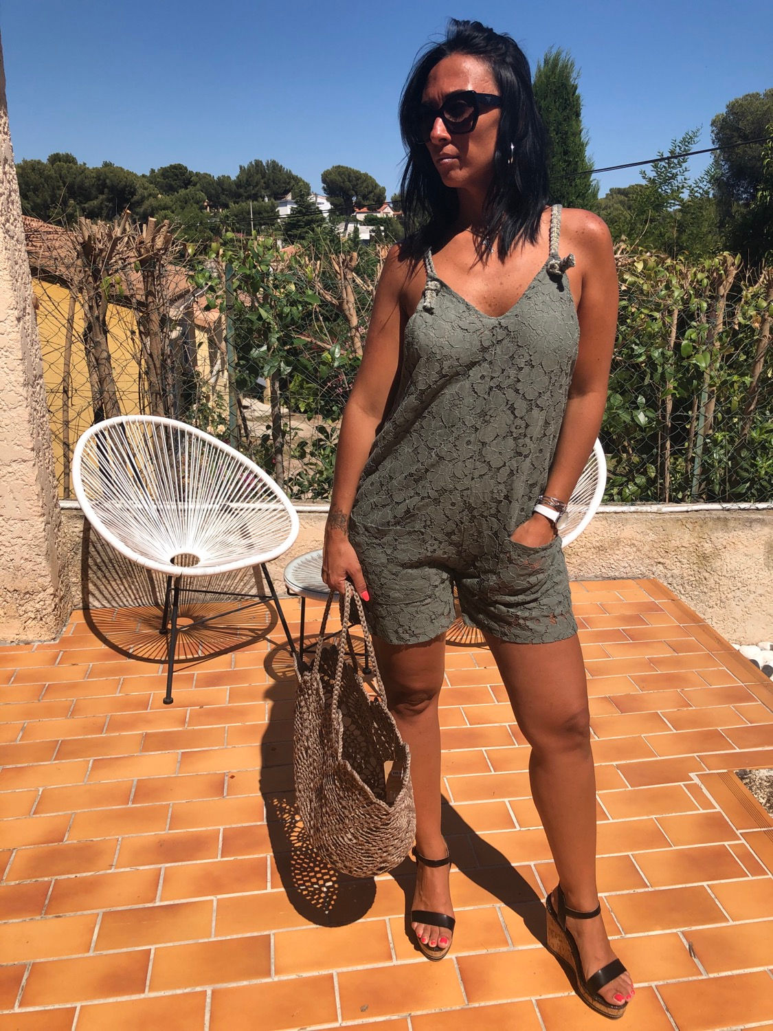 Combinaison short en dentelle