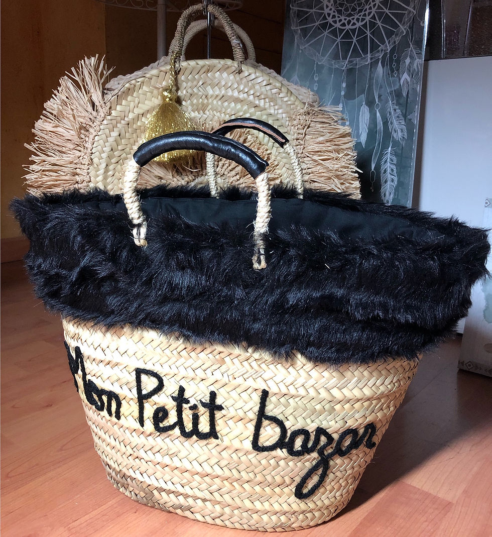 Cabas "fourrure" en feuilles de palmier - Fabrication artisanale