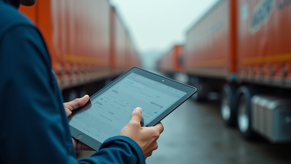 Close-up view of a tablet displaying freight dispatch software