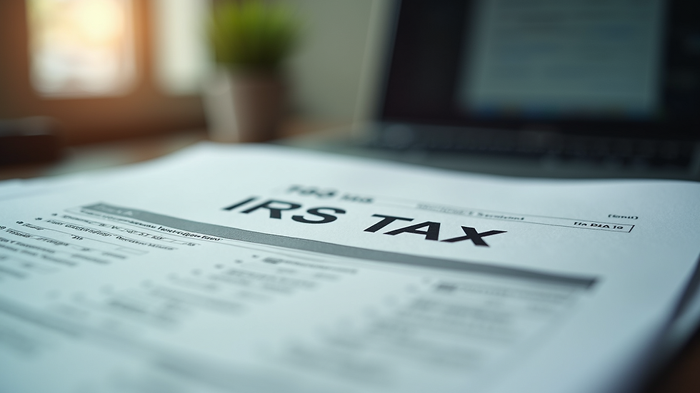 Close-up view of IRS tax forms on a desk