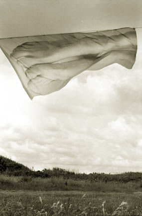 Installation view of ‘The Lost Men’
Paul Emmanuel
The Sculpture Garden, Sylt Foundation, Rantum, Sylt Island, Germany
July – September 2009
21 pigment-printed photographs on voile (1 x 2 metres each), silk, steel
Courtesy of Art Source South Africa