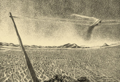 ‘Vault of Breath’ (detail) 2000. Manière noire stone lithograph on 250 gsm Arches paper, 34,5 x 280 cm. Edition 10 