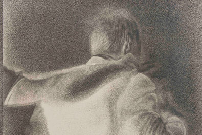 ‘Table number 12’ (detail) 2010. Manière noire stone lithograph, hand printed, hand coloured, signed, numbered and dated by the artist. Black lithographic ink and watercolour pigment on 285 gsm Fabriano Rosaspina Avorio paper, 80 x 156 cm. Edition 35. Courtesy of Art Source South Africa