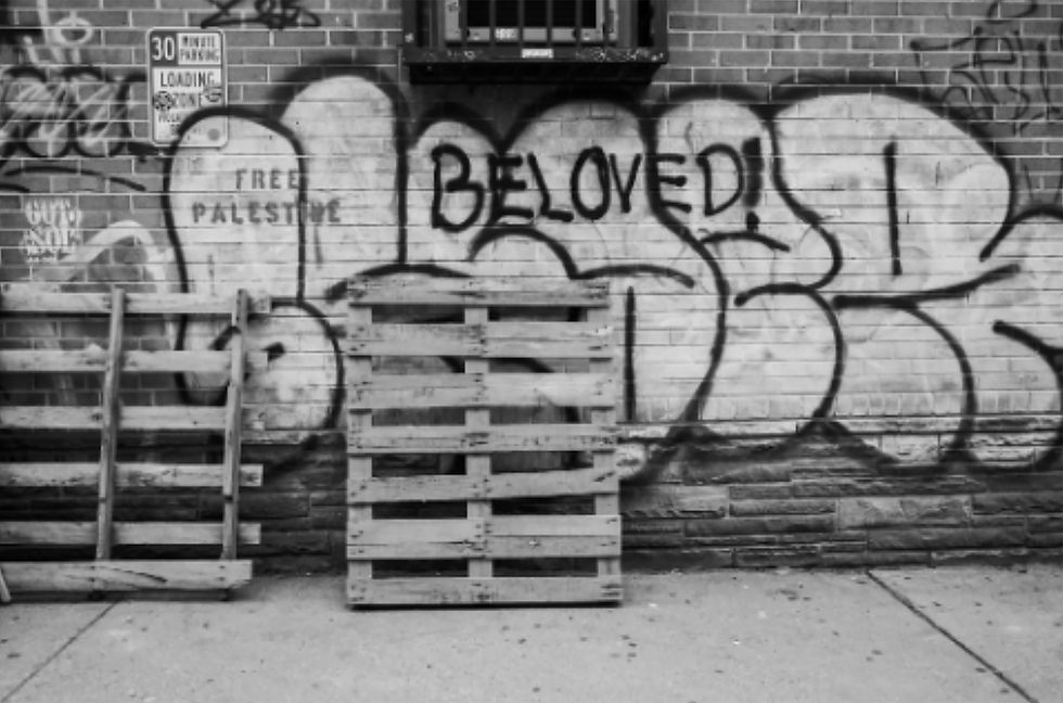 Selection of artworks from CRUX, a student-led group exhibition featuring multiple young artists exploring authority, knowledge, and resistance