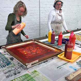Participants explore materials and process during a workshop at the Fabric Workshop and Museum in Philadelphia.