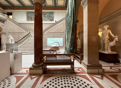 Paul Emmanuel: Untethered
2024
MFA thesis installation in the main building court of Maryland Institute College of Art, Baltimore MD, USA.
Part of Grad Show 3, Mount Royal School of Art (Multidisciplinary MFA) 2024 thesis group exhibition, curated by Professor Luca Buvoli.
Decommissioned, model T-10, US military personnel parachute with severed suspension lines, detached harness with risers, 550 para-cord. High-definition video projection, stereo soundtrack (8 min 7 sec).
Parachute diameter: 35 feet
Harness dimensions: 30 x 30 inches (excluding suspension lines).