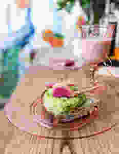 Avocado and sautéed radish sandwich detail