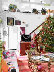 Christmas tree in loft home with gallery wall