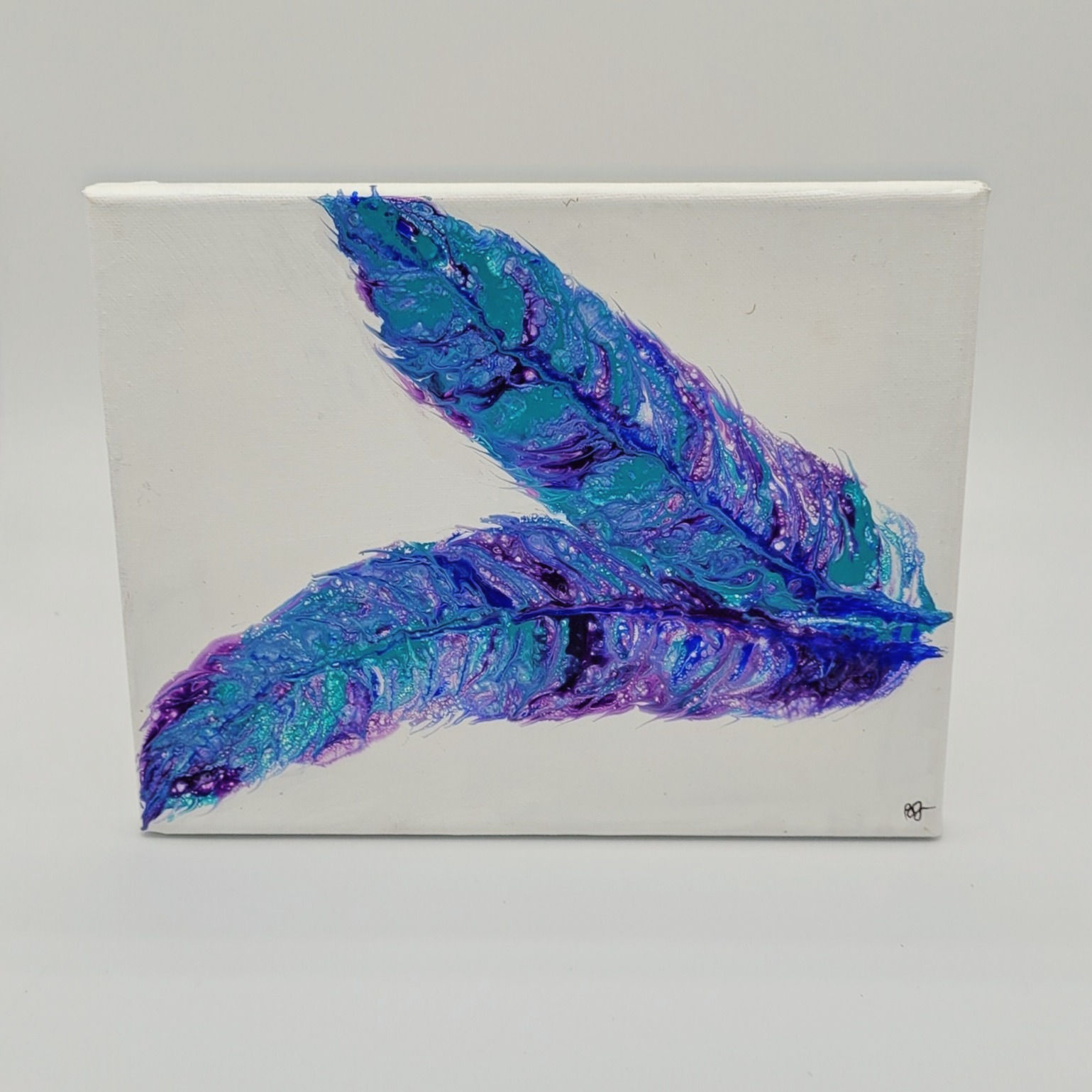 Teal Feathers 8"x10"