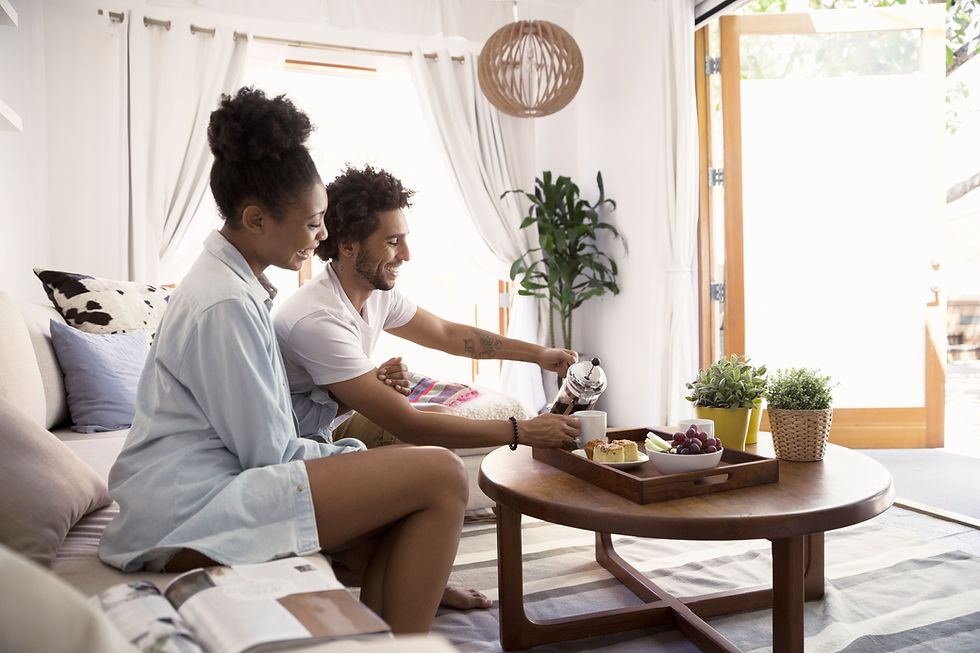 Couple, avoir, petit déjeuner