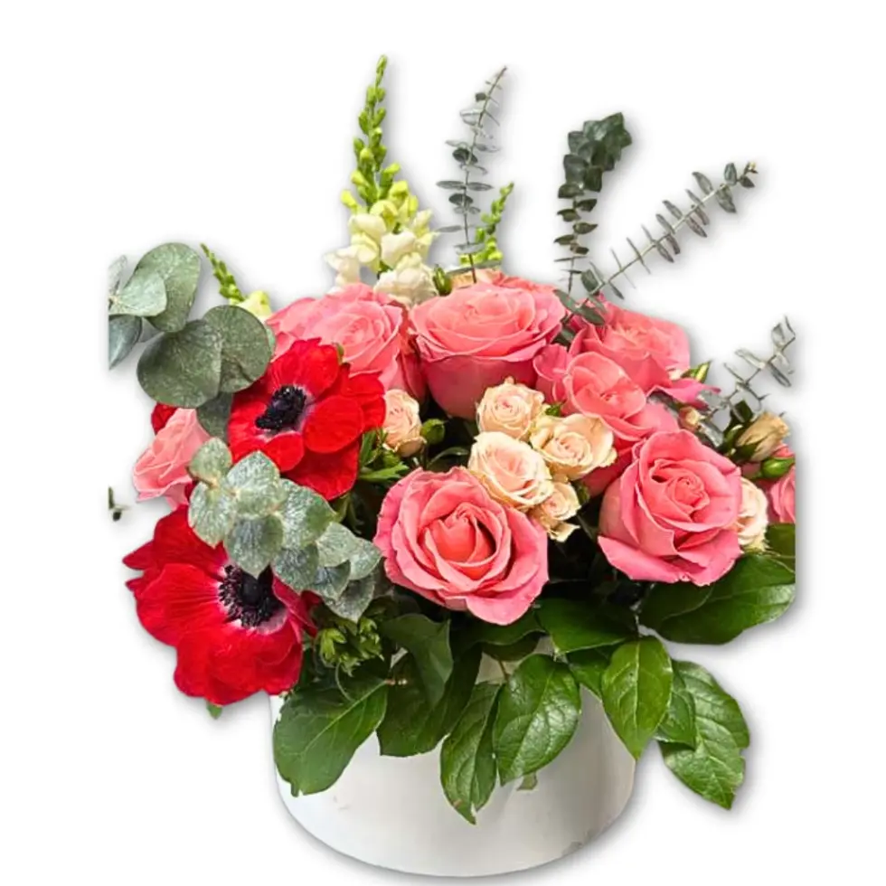 Luxury pink and red rose arrangement Velvet Blush by Fredi from Flowers by Mike NY East Rockaway