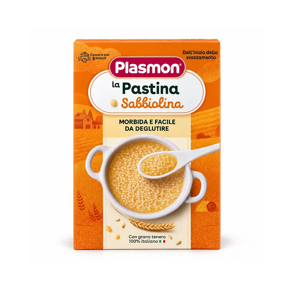 Plasmon Sabbiolina Italian pastina 300 g orange box.