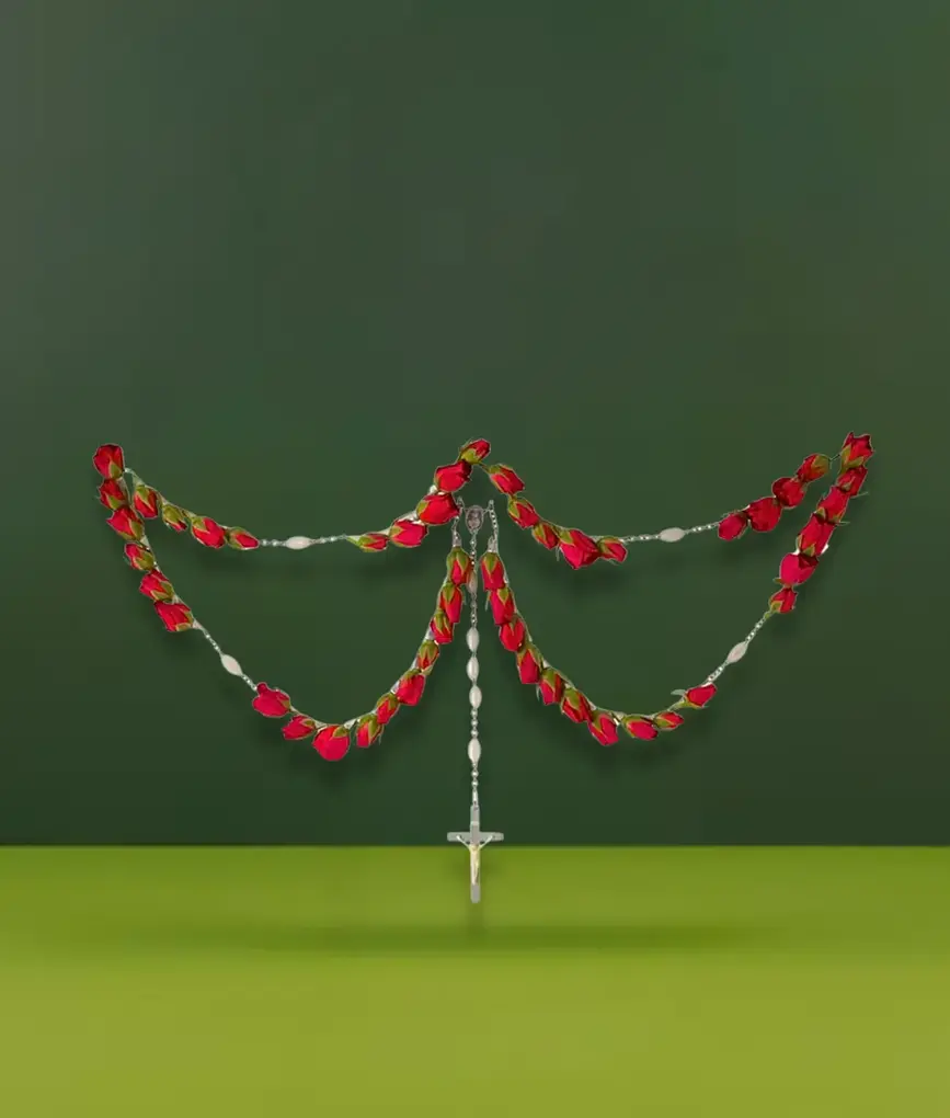 Fresh red rose rosary funeral arrangement – East Rockaway & Oceanside NY delivery