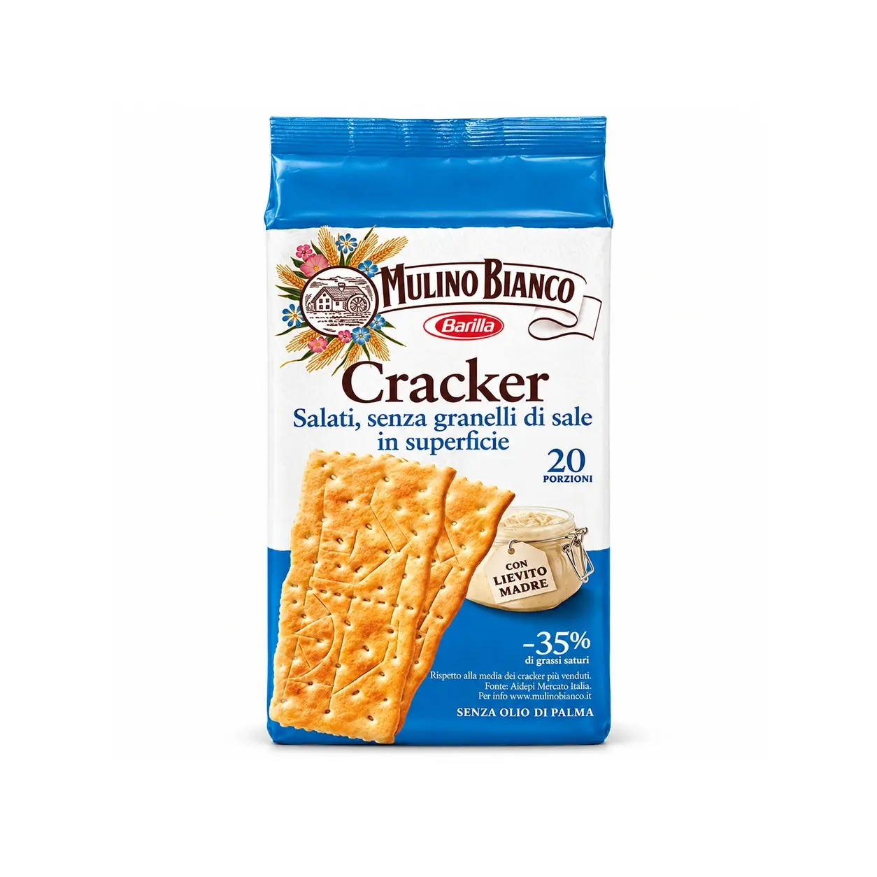 Mulino Bianco Crackers Without Surface Salt – 17.64 oz (500 g)