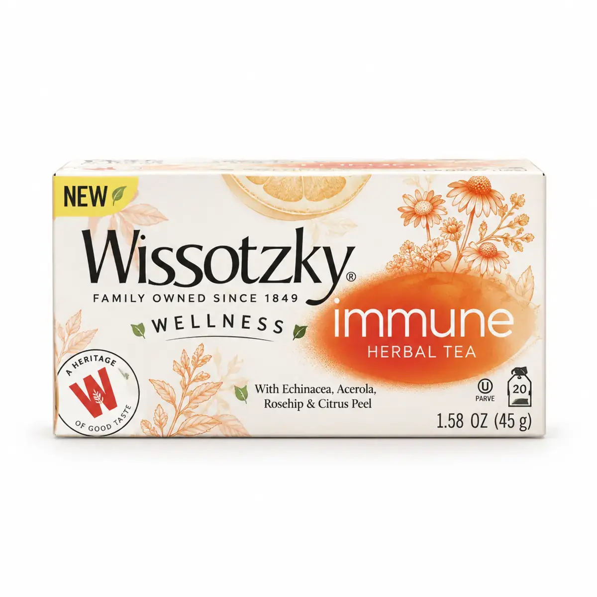 Wissotzky Immune herbal tea with echinacea and 20 tea bags