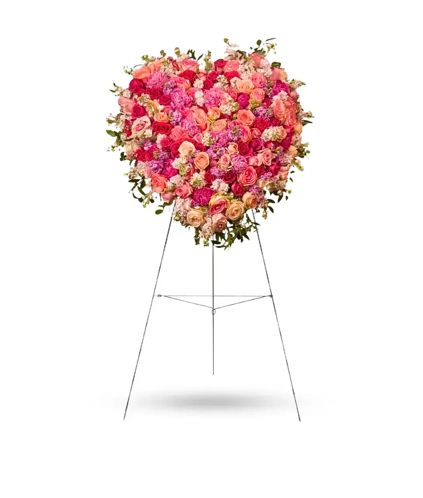 Soft Glance floral heart spray with roses – Flowers by Mike East Rockaway & Oceanside NY