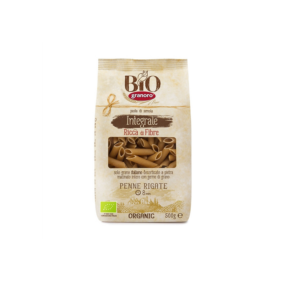 Whole Wheat Granoro Bio Penne Rigate N.103, 500g (1.1lb) packaging, organic pasta perfect for healthy Italian recipes.