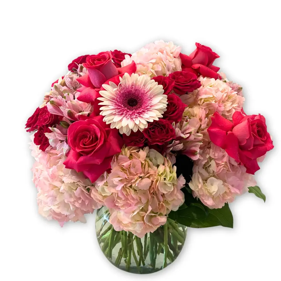 Luxury pink roses hydrangea bouquet delivery in Oceanside and East Rockaway NY from Flowers by Mike NY