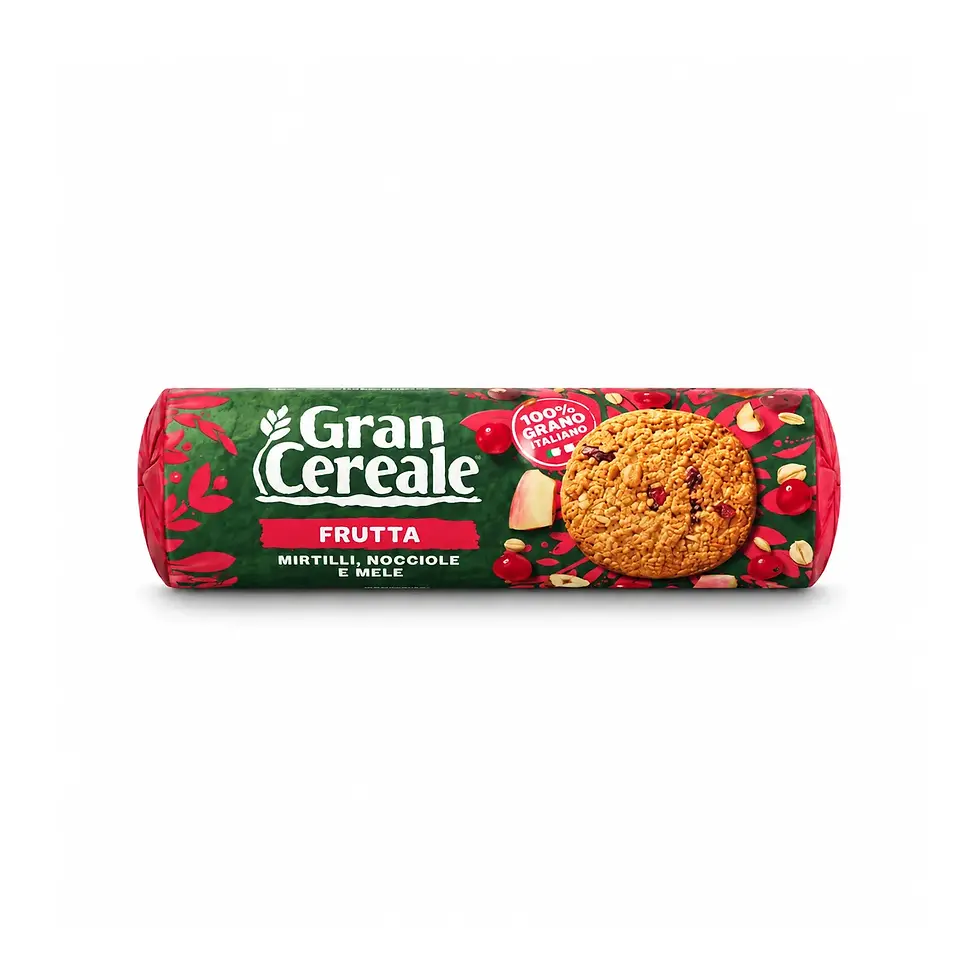 Gran Cereale Frutta cranberry apple and hazelnut biscuits in green and red wrapper