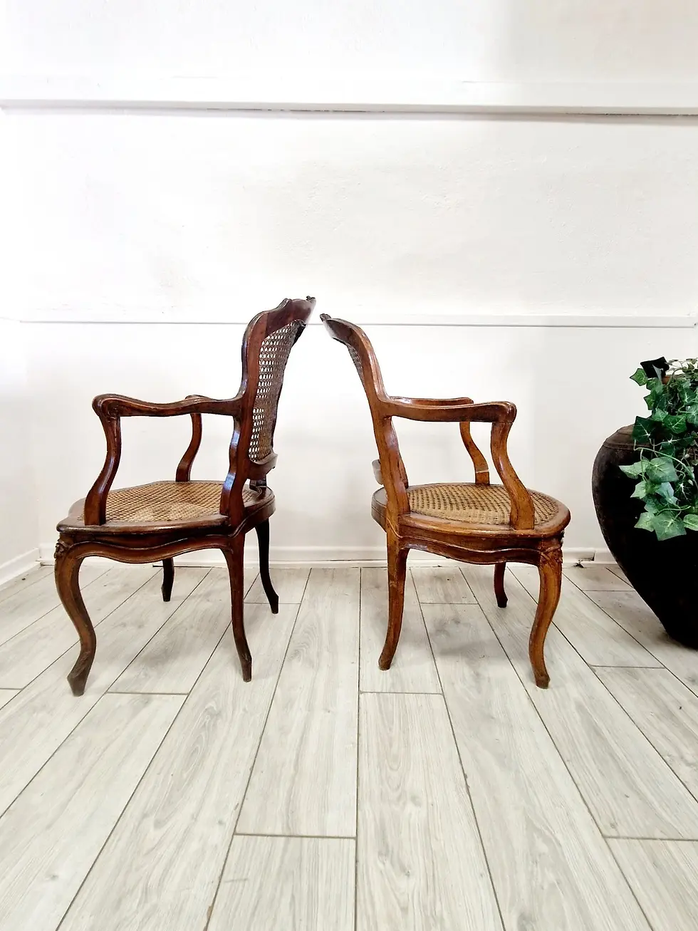 Thumbnail: Antique Cane Armchairs Louis 18th Century Chateau Furniture