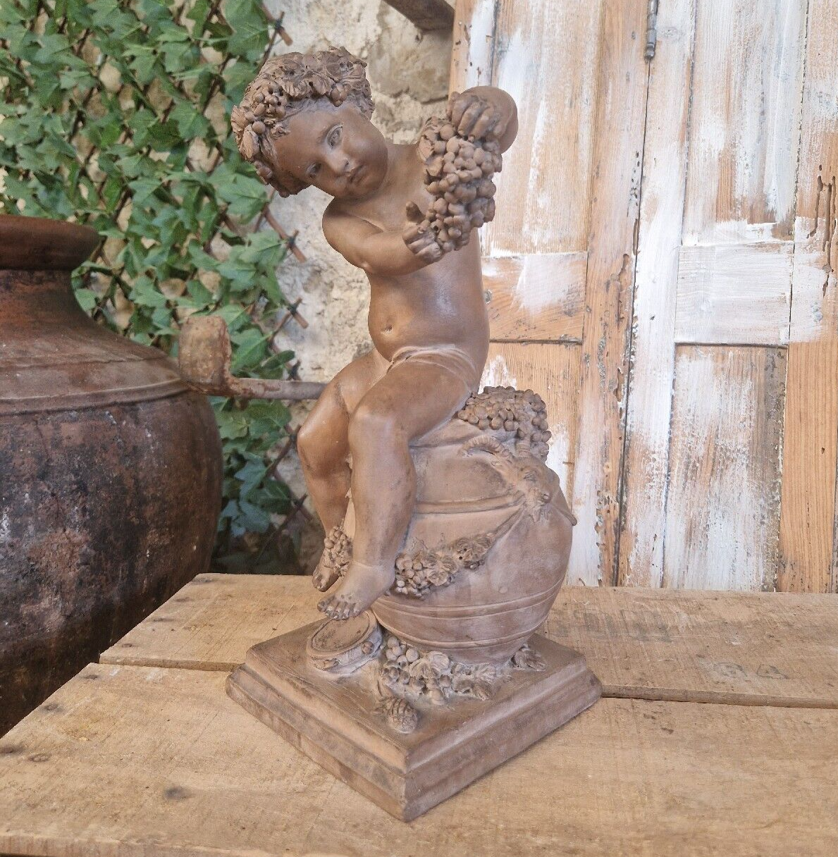 Antique Roman Sculpture Bacchus Signed 19th Century French