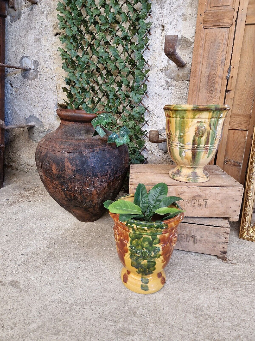 Antique Garden Pots French Anduze Planter Glazed Terracotta Planter Urn