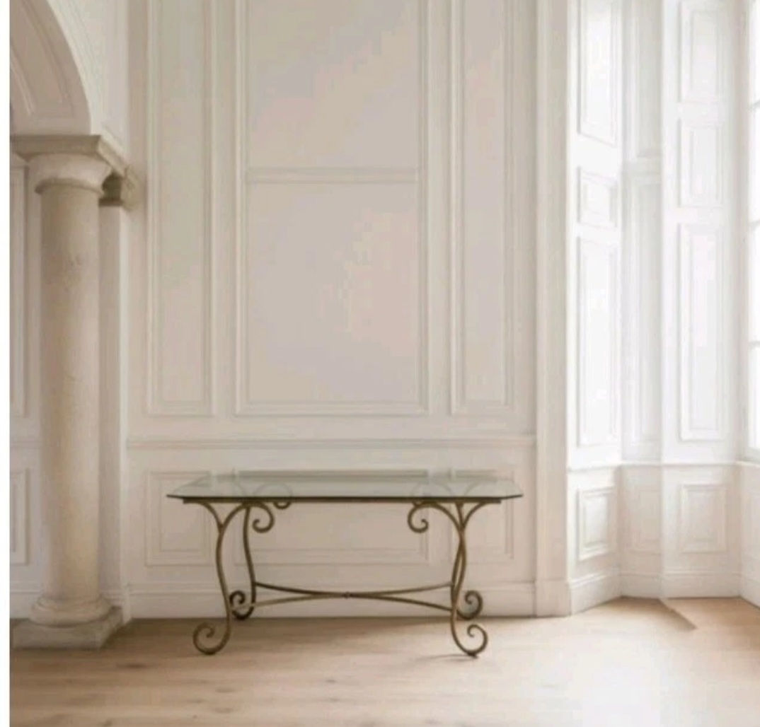 Vintage Glass and Metal Console Table