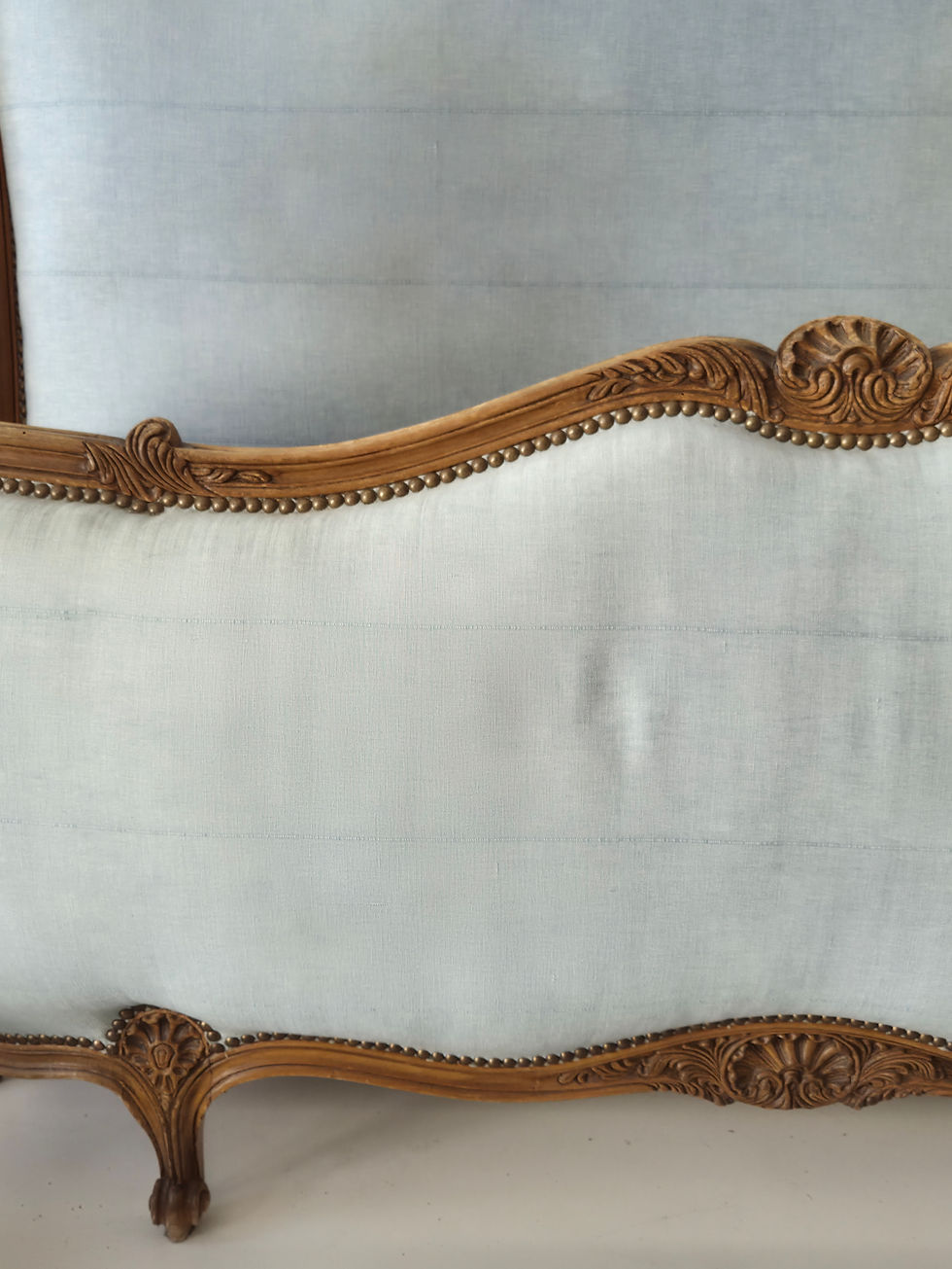 Thumbnail: Antique French Louis XV Bed Demi Corbeille Double