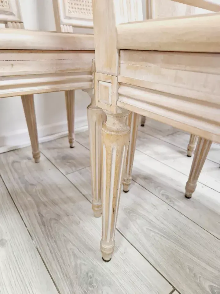 Miniature : Antique French Cane Dining Chairs Set of 6