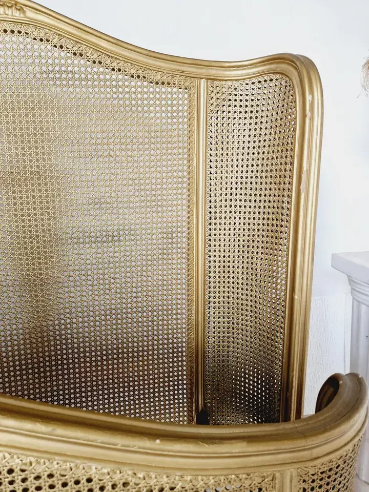 Thumbnail: French Cane Bed Louis XV Style in Gold Lacquer