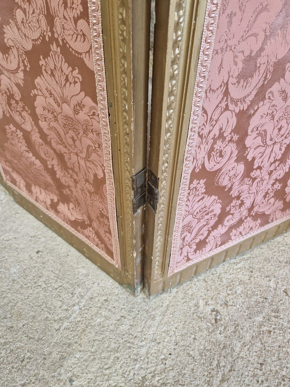 Miniature : Antique French Room Screen Paravent Louis XVI Gilded Frame