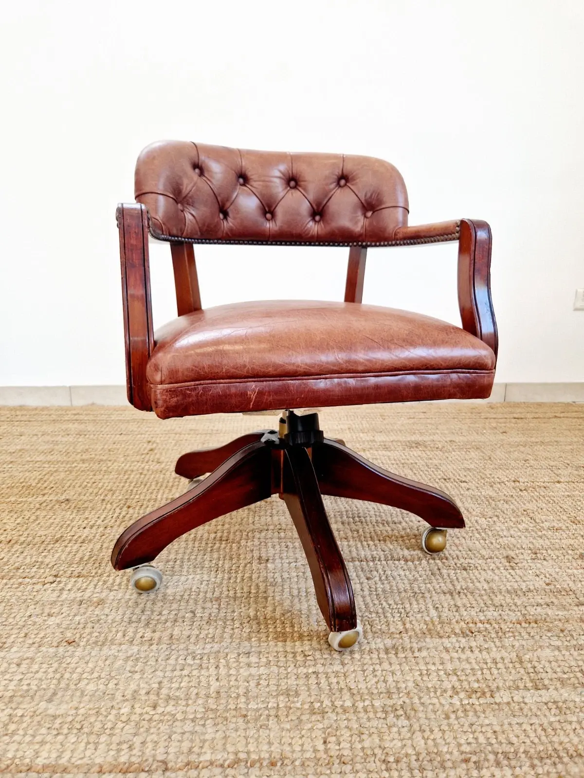 Vintage Office Chair Chesterfield Style Wade Leather
