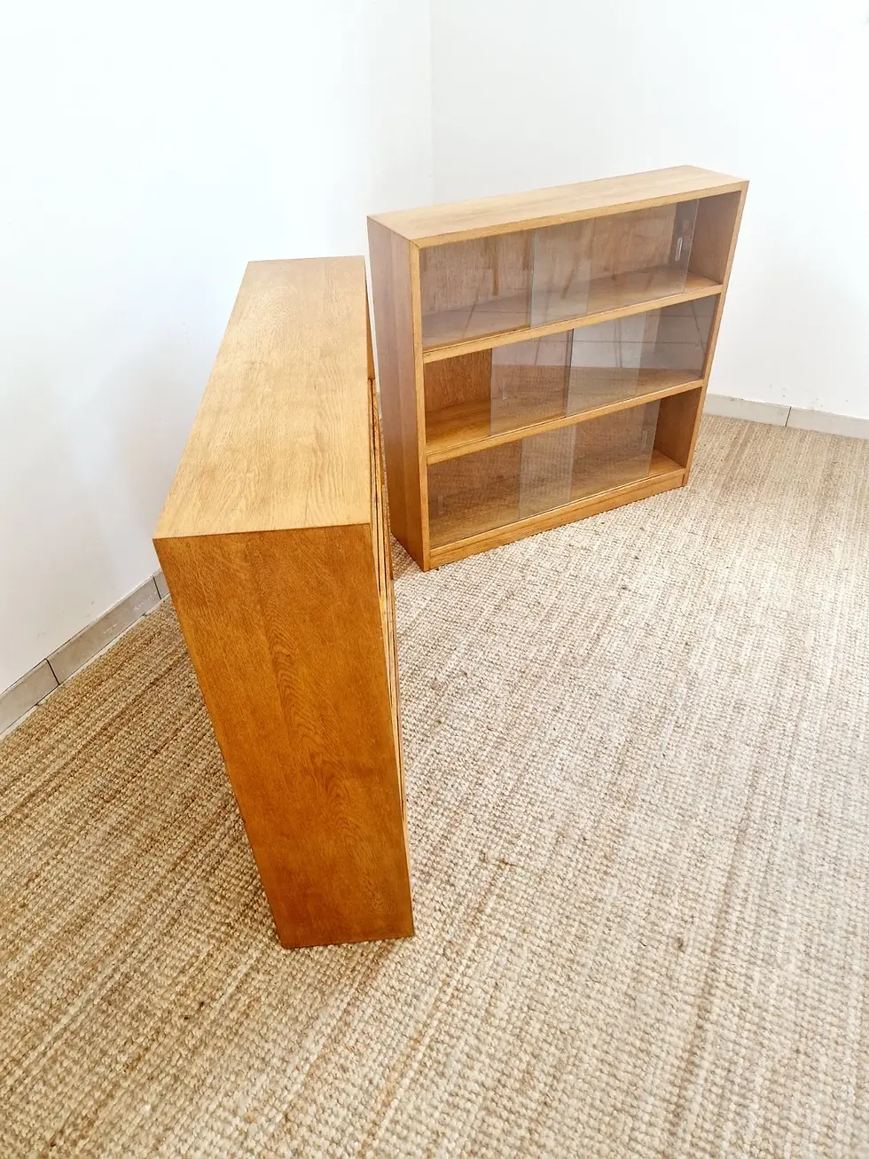 Miniature : Pair of Mid Century Oak School Bookcases