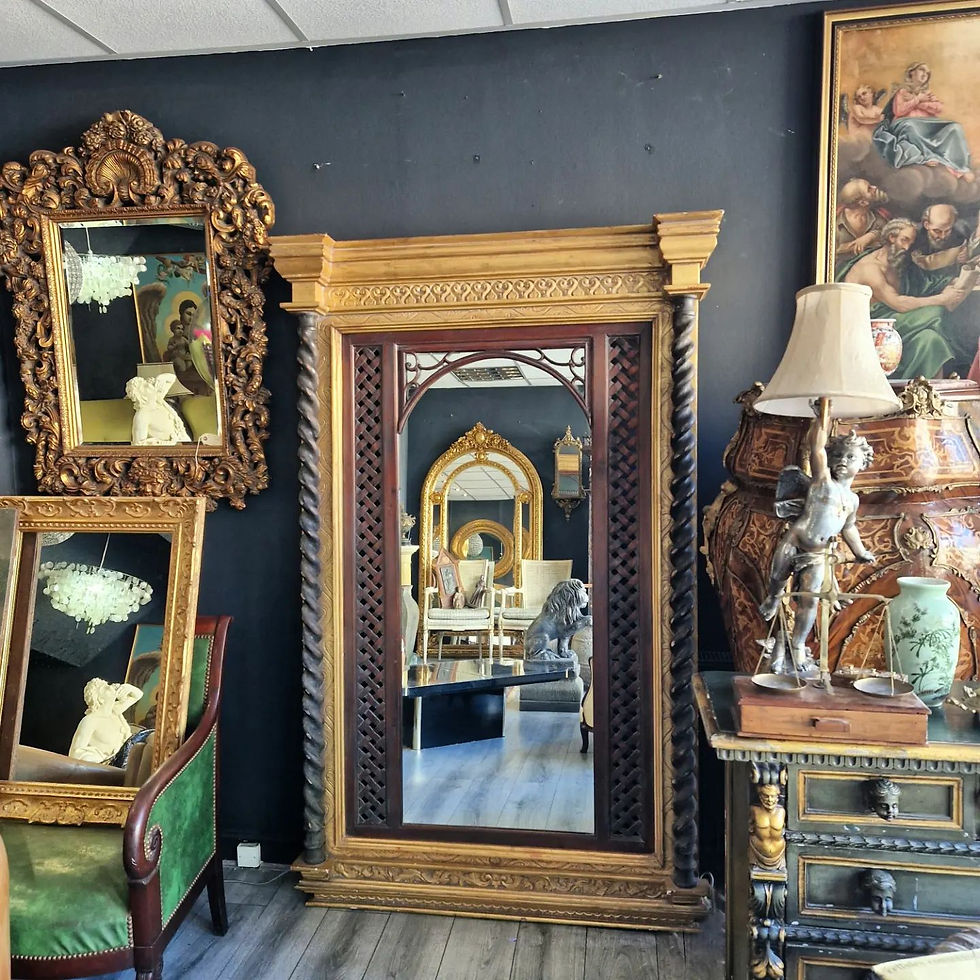 Antique Mirror Large Mirror Harrods Colonial Giltwood Walnut Barley Twist