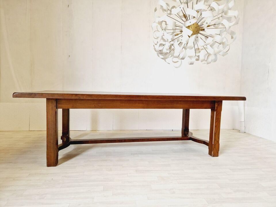 Miniature : Large Brutalist Table Solid Wood 8 Places