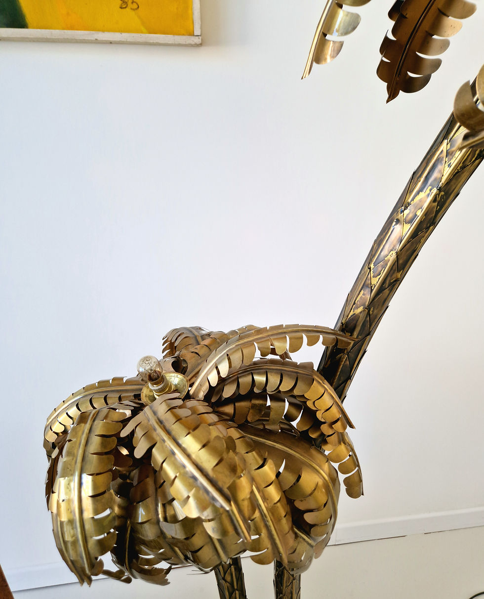 Thumbnail: Vintage Hollywood Regency Brass Palm Tree Floor Lamp Maison Jansen Style 1970