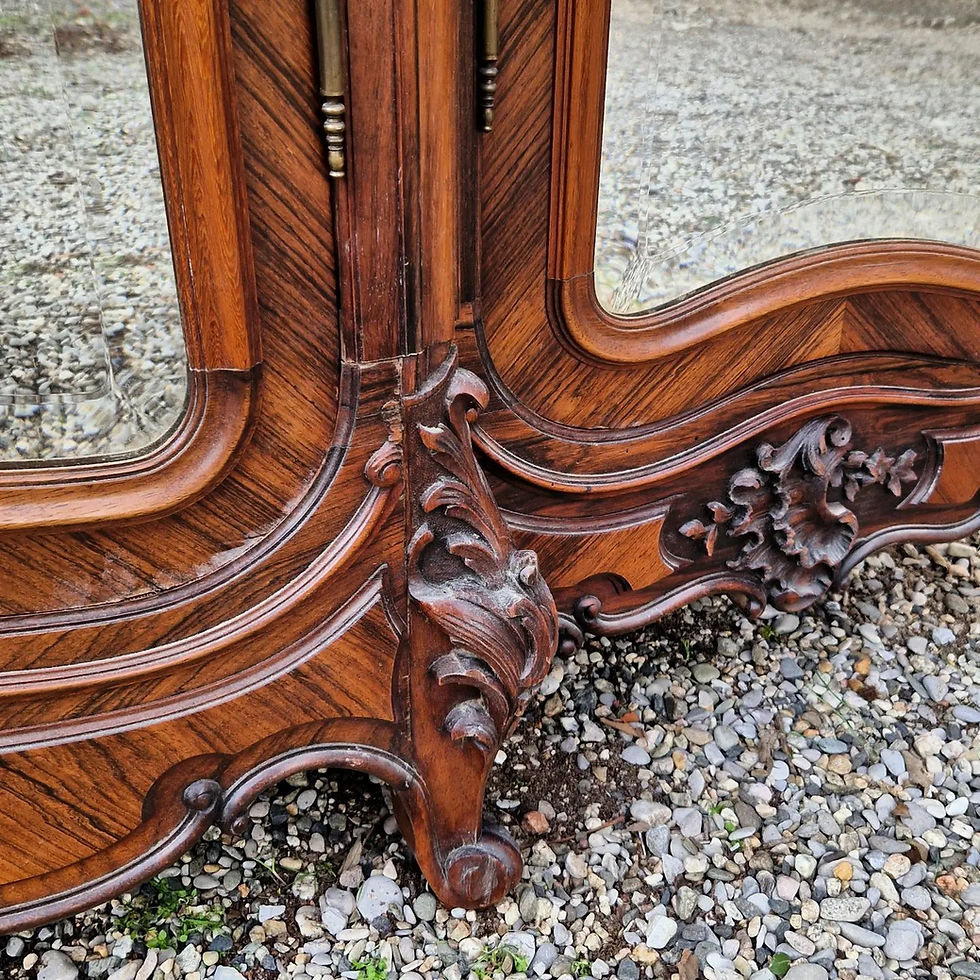 Thumbnail: Antique French Rococo Armoire Carved Wood Triple Door